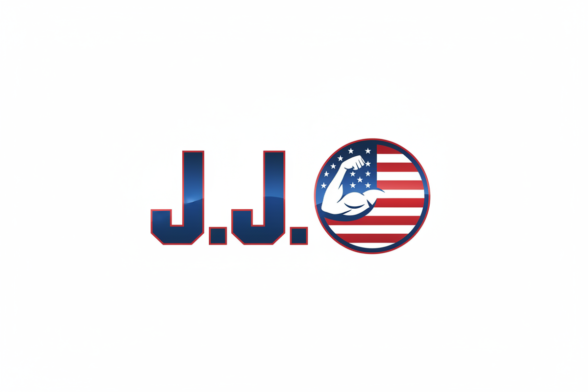 J.J. con bandera USA en círculo